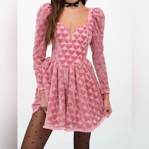For Love and Lemons Theresa Mini Dress, Pink, Size Small